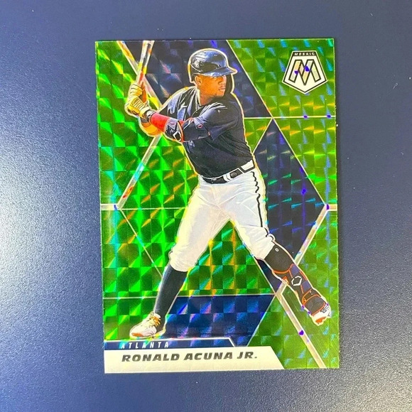 Ronald Acuna Jr Green Mosiac Prizm 2021 Panini Mosaic MLB Atlanta Braves - Picture 1 of 2